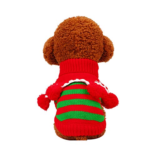Chiatai Hundepullover, Weihnachtspullover für Haustiere, Welpen, Katzen, warm, gestrickt, gestreift, Rot + Grün, XXS von Chiatai