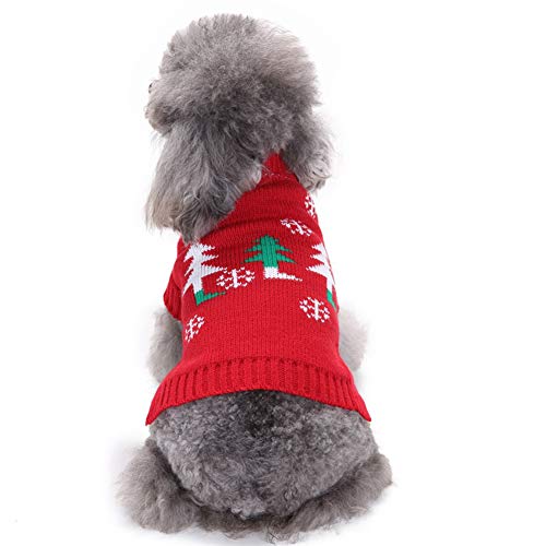Chiatai Weihnachts-Hundekostüme, Hunde-Winter-Pullover, Mantel, Haustier-Weihnachtsbaum-Strickpullover, warme Kleidung für Hunde, Welpen, Kätzchen, Katzen, XL von Chiatai