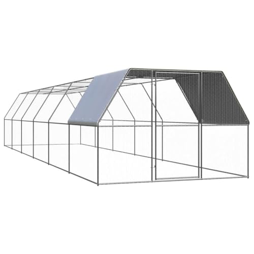 ChicAbode Hühnerkäfig 3x12x2m Verzinkter Stahl Hühnerstall Freilaufgehege für Hühner Kleintiere, Hühnerhaus Kleintierstall,Silber und Silbergrau von ChicAbode