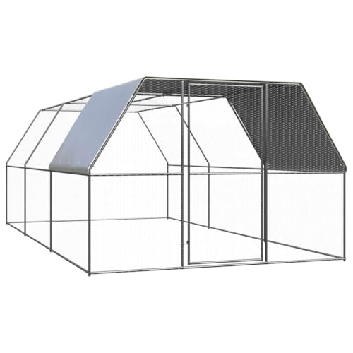 ChicAbode Hühnerkäfig 3x6x2m Verzinkter Stahl Hühnerstall Freilaufgehege für Hühner Kleintiere, Hühnerhaus Kleintierstall,Silber und Silbergrau von ChicAbode