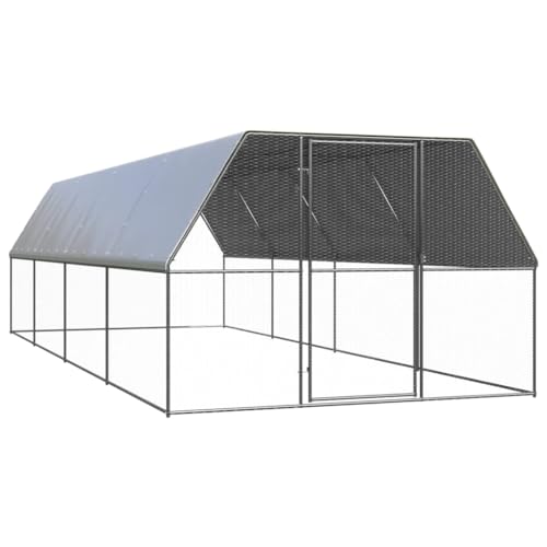 ChicAbode Hühnerkäfig 3x8x2m Verzinkter Stahl Hühnerstall Freilaufgehege für Hühner Kleintiere, Hühnerhaus Kleintierstall von ChicAbode