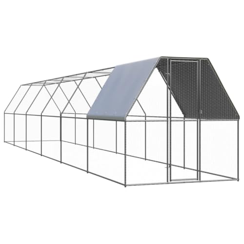 ChicAbode Outdoor-Hühnerkäfig 2x12x2m Verzinkter Stahl Hühnerstall Freilaufgehege für Hühner Kleintiere, Hühnerhaus Kleintierstall von ChicAbode