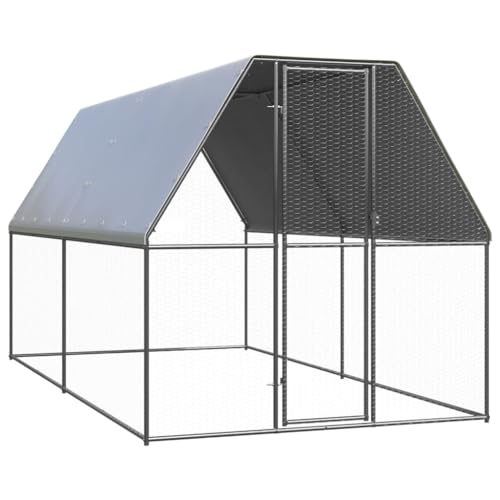 ChicAbode Outdoor-Hühnerkäfig 2x4x2m Verzinkter Stahl Hühnerstall Freilaufgehege für Hühner Kleintiere, Hühnerhaus Kleintierstall von ChicAbode