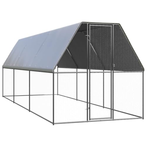 ChicAbode Outdoor-Hühnerkäfig 2x6x2m Verzinkter Stahl Hühnerstall Freilaufgehege für Hühner Kleintiere, Hühnerhaus Kleintierstall von ChicAbode