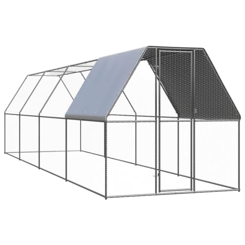 ChicAbode Outdoor-Hühnerkäfig 2x8x2m Verzinkter Stahl Hühnerstall Freilaufgehege für Hühner Kleintiere, Hühnerhaus Kleintierstall von ChicAbode