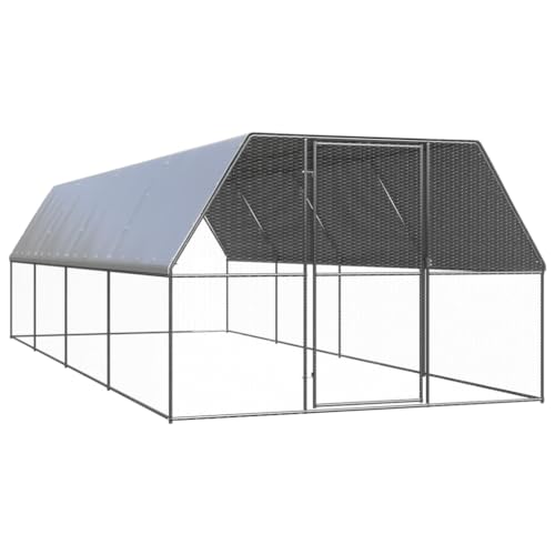 ChicAbode Outdoor-Hühnerkäfig 3x8x2m Verzinkter Stahl Hühnerstall Freilaufgehege für Hühner Kleintiere, Hühnerhaus Kleintierstall von ChicAbode