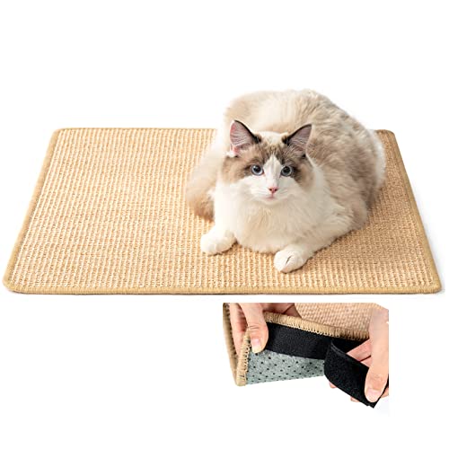 ChicWow Kratzmatte für Katzen, 60 x 40 cm, mit Selbstklebendem Hakenband, Sisal-Kratzpads für Indoor-Katzen, zum Aufkleben auf Boden und Couch als Katzenkratz-Möbelschutz, Katzenkratzer von ChicWow