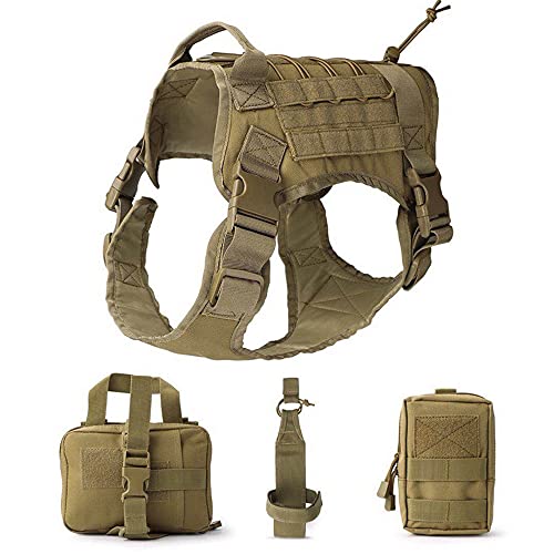 Chickw1 Hundegeschirr für Große Hunde, Brustgeschirr Anti Zug Sicherheitsgeschirr No-Pull Dog Harness Geschirr Verstellbar Hundeweste Atmungsaktiv (L,Khaki) von Chickwin-Shop