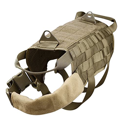 Chickw1 Hundegeschirr für Große Hunde, Brustgeschirr mit Tragegriff Anti Zug Sicherheitsgeschirr No-Pull Dog Harness Geschirr Verstellbar Hundeweste Atmungsaktiv (L,Khaki) von Chickwin-Shop