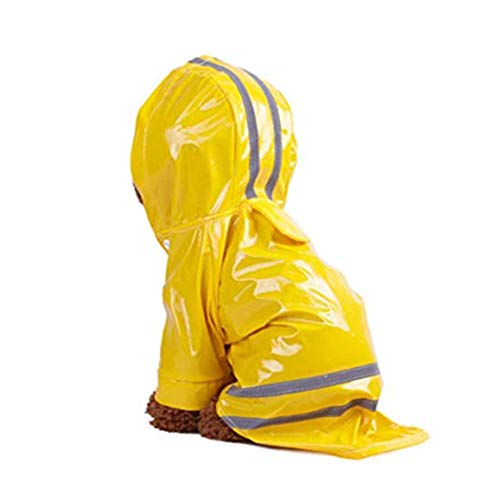 Chickw1 Hunde Regenjacken, Freienwelpen Haustier Regenmantel mit Hauben Wasserdichten Jacken PU Welpen Regenschutz Hunde Katzen Kleid Kleidung (L,Gelb) von Chickwin