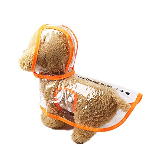 Chickw1 Hunde Regenjacken, Freienwelpen Haustier Regenmantel mit Hauben Wasserdichten Jacken PU Welpen Regenschutz Hunde Katzen Kleid Kleidung (L,Orange) von Chickwin