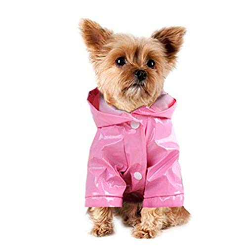 Chickw1 Hunde Regenjacken, Freienwelpen Haustier Regenmantel mit Hauben Wasserdichten Jacken PU Welpen Regenschutz Hunde Katzen Kleid Kleidung (L,Rosa) von Chickwin