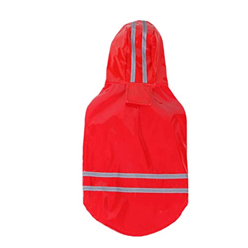 Chickw1 Hunde Regenjacken, Freienwelpen Haustier Regenmantel mit Hauben Wasserdichten Jacken PU Welpen Regenschutz Hunde Katzen Kleid Kleidung (L,rot) von Chickwin