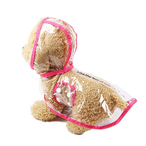 Chickw1 Hunde Regenjacken, Freienwelpen Haustier Regenmantel mit Hauben Wasserdichten Jacken PU Welpen Regenschutz Hunde Katzen Kleid Kleidung (M,Rose Rot) von Chickwin