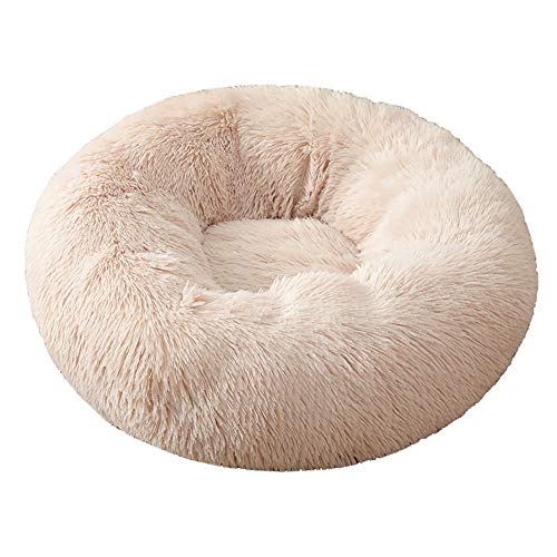 Chickw1 Hundebett rund Hundekissen Plüsch weichem Hundesofa rutschfest Base Katzenbett Donut Größe und Farbe wählbar (Aprikose,120CM) von Chickwin