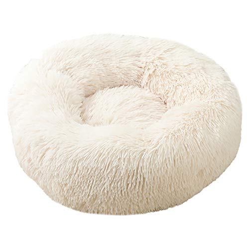 Chickw1 Hundebett rund Hundekissen Plüsch weichem Hundesofa rutschfest Base Katzenbett Donut Größe und Farbe wählbar (Beige,100CM) von Chickwin