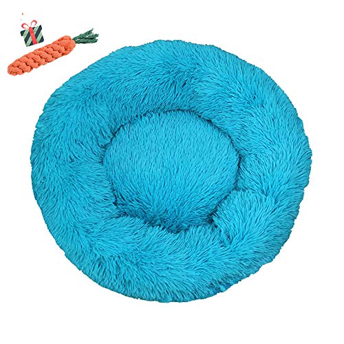 Chickw1 Hundebett rund Hundekissen Plüsch weichem Hundesofa rutschfest Base Katzenbett Donut Größe und Farbe wählbar (Blau,100CM) von Chickwin