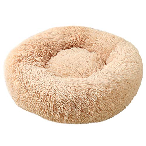 Chickw1 Hundebett rund Hundekissen Plüsch weichem Hundesofa rutschfest Base Katzenbett Donut Größe und Farbe wählbar (Champagner,120CM) von Chickwin