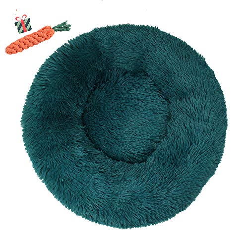 Chickw1 Hundebett rund Hundekissen Plüsch weichem Hundesofa rutschfest Base Katzenbett Donut Größe und Farbe wählbar (Cyan,100CM) von Chickwin