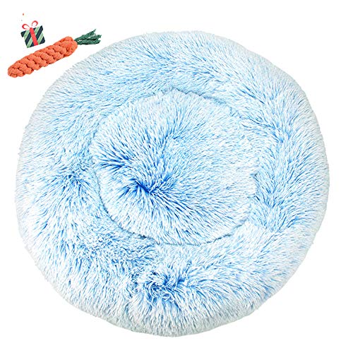 Chickw1 Hundebett rund Hundekissen Plüsch weichem Hundesofa rutschfest Base Katzenbett Donut Größe und Farbe wählbar (Farbverlauf blau,120CM) von Chickwin