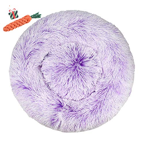 Chickw1 Hundebett rund Hundekissen Plüsch weichem Hundesofa rutschfest Base Katzenbett Donut Größe und Farbe wählbar (Farbverlauf lila,100CM) von Chickwin