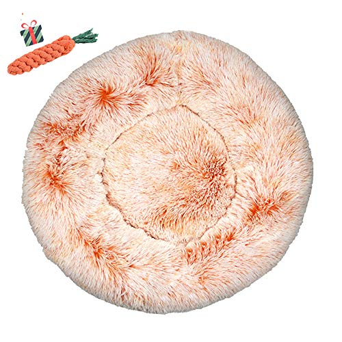 Chickw1 Hundebett rund Hundekissen Plüsch weichem Hundesofa rutschfest Base Katzenbett Donut Größe und Farbe wählbar (Farbverlauf orange,120CM) von Chickwin