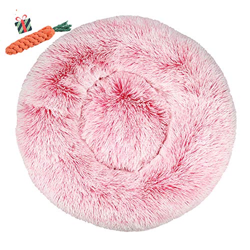 Chickw1 Hundebett rund Hundekissen Plüsch weichem Hundesofa rutschfest Base Katzenbett Donut Größe und Farbe wählbar (Farbverlauf rosa,100CM) von Chickwin