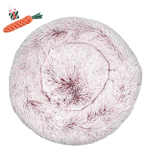 Chickw1 Hundebett rund Hundekissen Plüsch weichem Hundesofa rutschfest Base Katzenbett Donut Größe und Farbe wählbar (Farbverlauf rosarot,100CM) von Chickwin