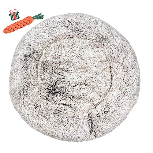 Chickw1 Hundebett rund Hundekissen Plüsch weichem Hundesofa rutschfest Base Katzenbett Donut Größe und Farbe wählbar (Farbverlaufskaffee,100CM) von Chickwin