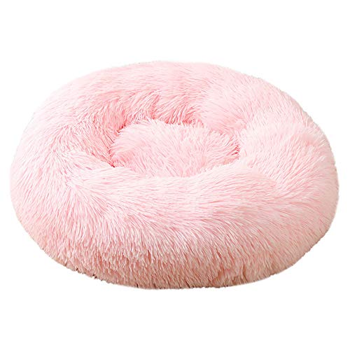 Chickw1 Hundebett rund Hundekissen Plüsch weichem Hundesofa rutschfest Base Katzenbett Donut Größe und Farbe wählbar (Hell-Pink,120CM) von Chickwin