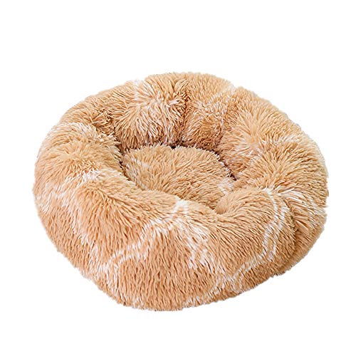 Chickw1 Hundebett rund Hundekissen Plüsch weichem Hundesofa rutschfest Base Katzenbett Donut Größe und Farbe wählbar (Hellbraun,120CM) von Chickwin