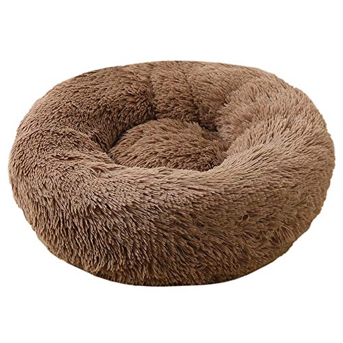 Chickw1 Hundebett rund Hundekissen Plüsch weichem Hundesofa rutschfest Base Katzenbett Donut Größe und Farbe wählbar (Leichter Kaffee,100CM) von Chickwin