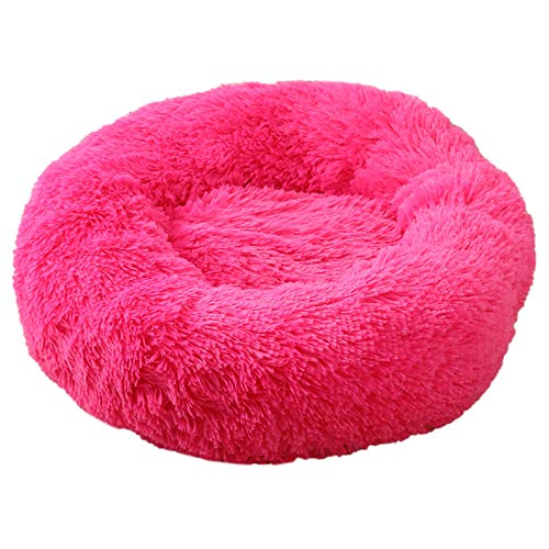 Chickw1 Hundebett rund Hundekissen Plüsch weichem Hundesofa rutschfest Base Katzenbett Donut Größe und Farbe wählbar (Rose Red,120CM) von Chickwin