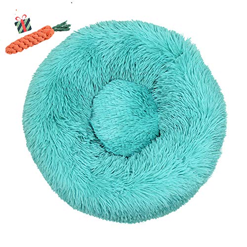 Chickw1 Hundebett rund Hundekissen Plüsch weichem Hundesofa rutschfest Base Katzenbett Donut Größe und Farbe wählbar (Smaragd,110CM) von Chickwin