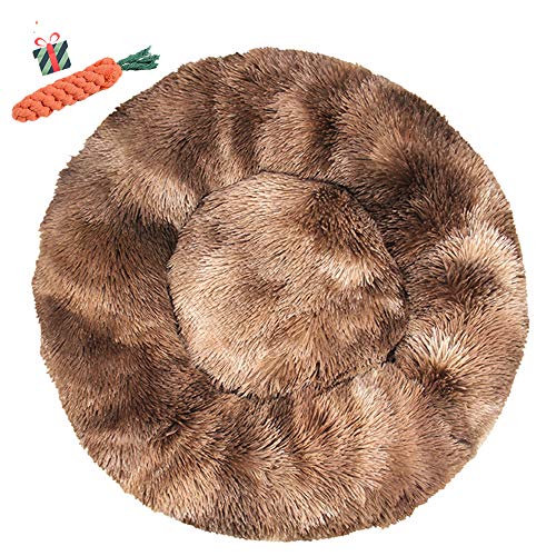 Chickw1 Hundebett rund Hundekissen Plüsch weichem Hundesofa rutschfest Base Katzenbett Donut Größe und Farbe wählbar (Tie-Dye braun,120CM) von Chickwin