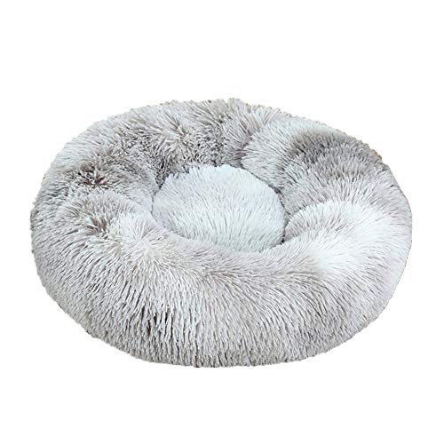 Chickw1 Hundebett rund Hundekissen Plüsch weichem Hundesofa rutschfest Base Katzenbett Donut Größe und Farbe wählbar (Tie-Dye grau,120CM) von Chickwin