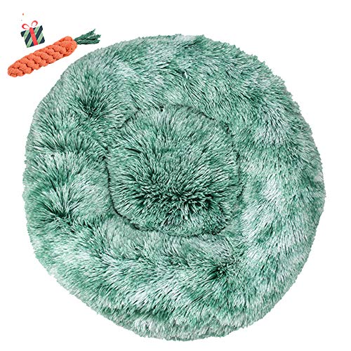 Chickw1 Hundebett rund Hundekissen Plüsch weichem Hundesofa rutschfest Base Katzenbett Donut Größe und Farbe wählbar (Tie-Dye grün,100CM) von Chickwin