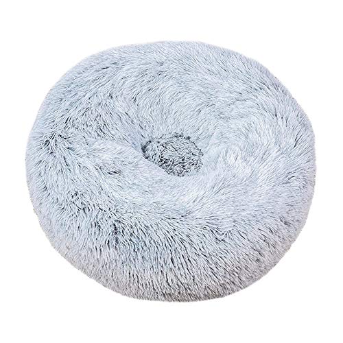 Chickw1 Hundebett rund Hundekissen Plüsch weichem Hundesofa rutschfest Base Katzenbett Donut Größe und Farbe wählbar (hellgrau,100CM) von Chickwin