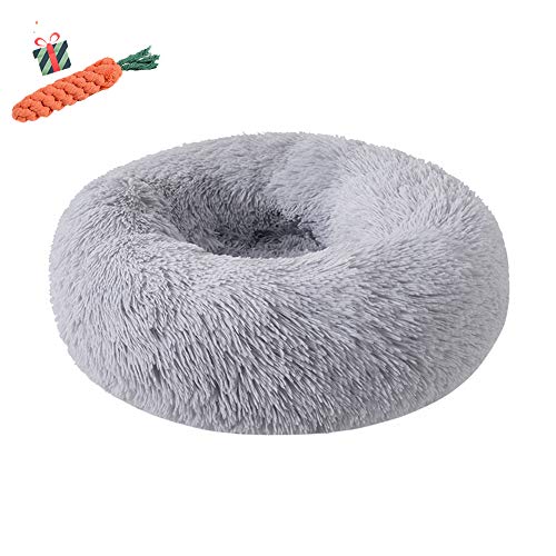 Chickw1 Hundebett rund Hundekissen Plüsch weichem Hundesofa rutschfest Base Katzenbett Donut Größe und Farbe wählbar (hellgrau,120CM) von Chickwin