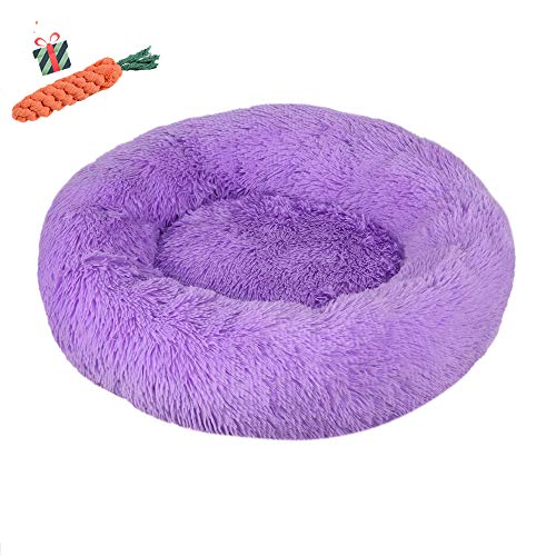 Chickw1 Hundebett rund Hundekissen Plüsch weichem Hundesofa rutschfest Base Katzenbett Donut Größe und Farbe wählbar (lila,110CM) von Chickwin