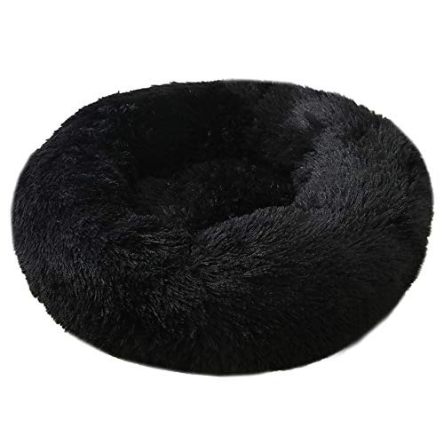 Chickw1 Hundebett rund Hundekissen Plüsch weichem Hundesofa rutschfest Base Katzenbett Donut Größe und Farbe wählbar (schwarz,100CM) von Chickwin