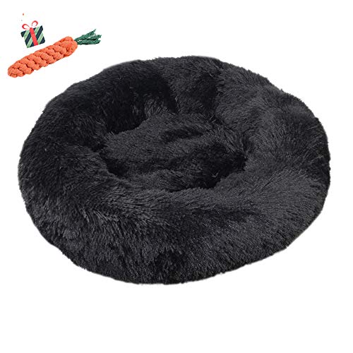 Chickw1 Hundebett rund Hundekissen Plüsch weichem Hundesofa rutschfest Base Katzenbett Donut Größe und Farbe wählbar (schwarz,120CM) von Chickwin