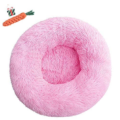 Chickw1 Pet Bed for Dog/Cat, Warm Fluffy Extra Soft Anti-Slip Bottom Bed Puppy Sofa Round Warm Cuddler Sleeping Bag Nesting Cave Kennel Soft (120CM,Leuchtend rosa) von Chickwin