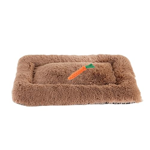 Chickwin Hundebett Grosse Hunde Katzen, Waschbar Hundekissen Flauschig, Matratze Beruhigende Flauschige Anti-Angst Hundebetten Deluxe Plüsch Hundematte (L/110 * 80CM,Braun) von Chickwin