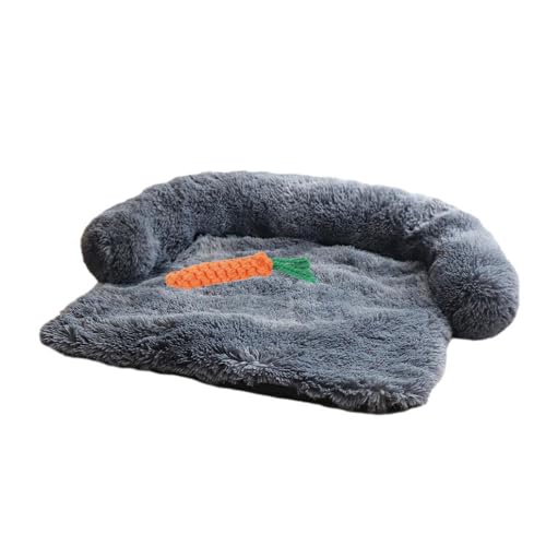 Chickwin Hundebett Grosse Hunde Katzen, Waschbar Hundekissen Flauschig, Matratze Beruhigende Flauschige Anti-Angst Hundebetten Deluxe Plüsch Hundematte (L 130 * 105 * 18cm,Dunkelgrau) von Chickwin