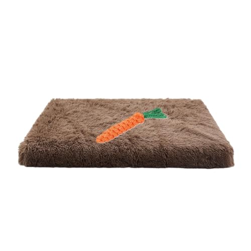 Chickwin Hundebett Grosse Hunde Katzen, Waschbar Hundekissen Flauschig, Matratze Beruhigende Flauschige Anti-Angst Hundebetten Deluxe Plüsch Hundematte (M 50 * 40 * 5cm,Braun) von Chickwin