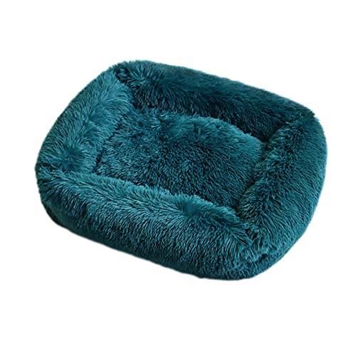 Chickwin Hundebett Hundekissen Flauschiges Plüsch Warmer Donut Katzenbettfür Katzen Und Kleine Mittelgroße Hunde Waschbar Haustierbett (L(80X65X18CM),Grünliches Blau) von Chickwin