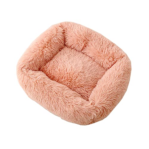 Chickwin Hundebett Hundekissen Flauschiges Plüsch Warmer Donut Katzenbettfür Katzen Und Kleine Mittelgroße Hunde Waschbar Haustierbett (M(65X55X18CM),Hellrosa) von Chickwin