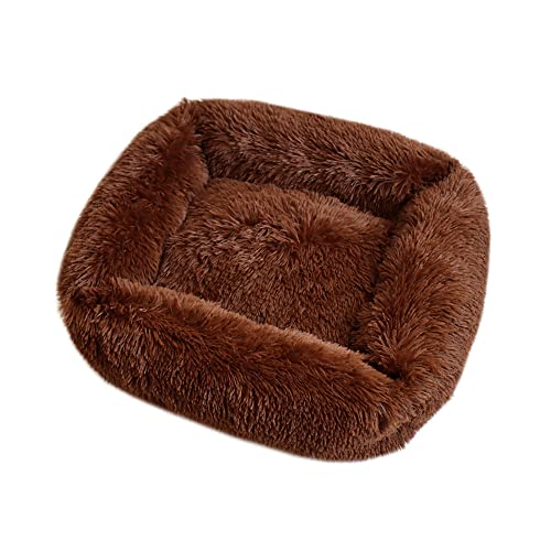 Chickwin Hundebett Hundekissen Flauschiges Plüsch Warmer Donut Katzenbettfür Katzen Und Kleine Mittelgroße Hunde Waschbar Haustierbett (S(55X45X20CM),Curry dunkel) von Chickwin