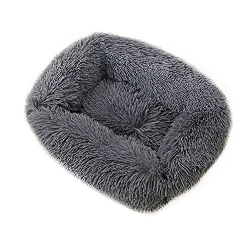 Chickwin Hundebett Hundekissen Flauschiges Plüsch Warmer Donut Katzenbettfür Katzen Und Kleine Mittelgroße Hunde Waschbar Haustierbett (XS(43X35X20CM),Dunkelgrau) von Chickwin